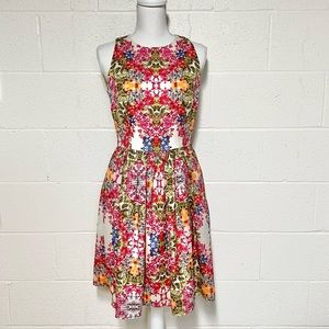 Maggy London Sleeveless Round Neck Floral Dress Size 6